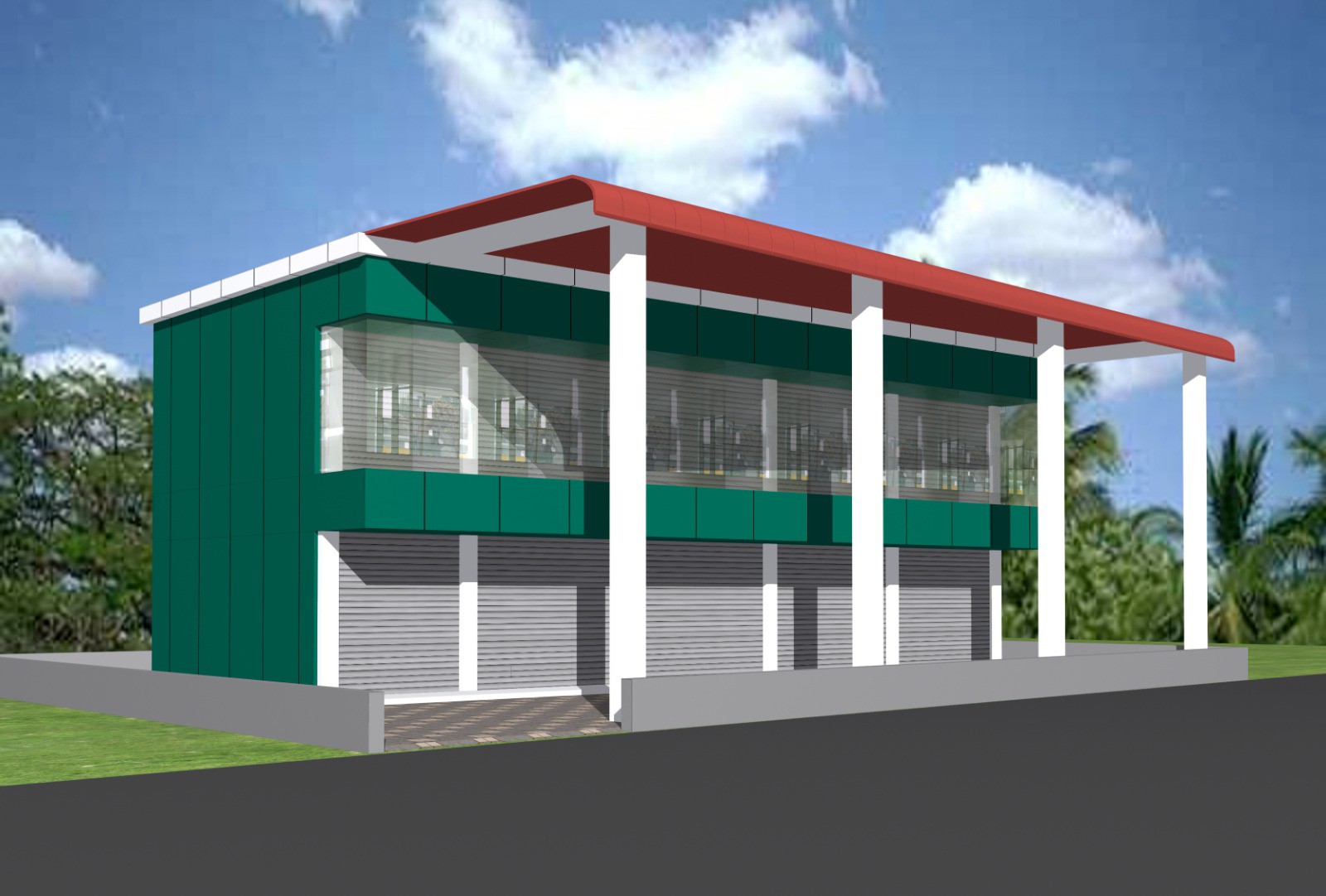 Full Commercial Building (Ground + First Floor + Roof can be used for warehouse/storage space)