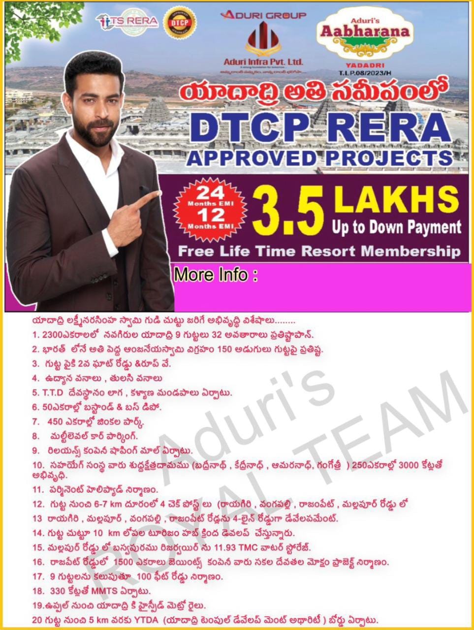 aduri Aabharana DTCP Layout approved project very near to Yadadri temple 3