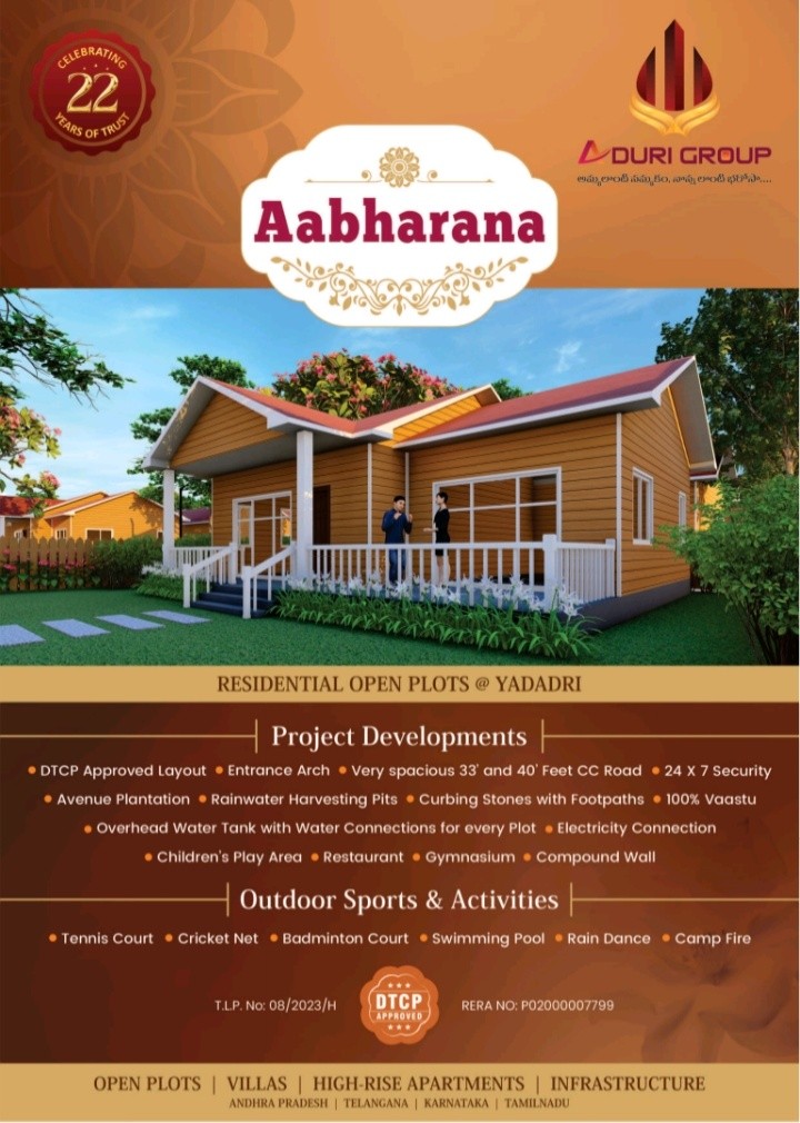aduri Aabharana DTCP Layout approved project very near to Yadadri temple 2
