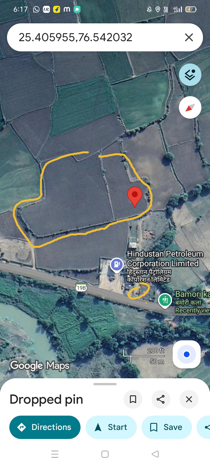 Prime 10 bigha agriculture land on SH -19B Bamori kalan rajasthan ( near MP border)