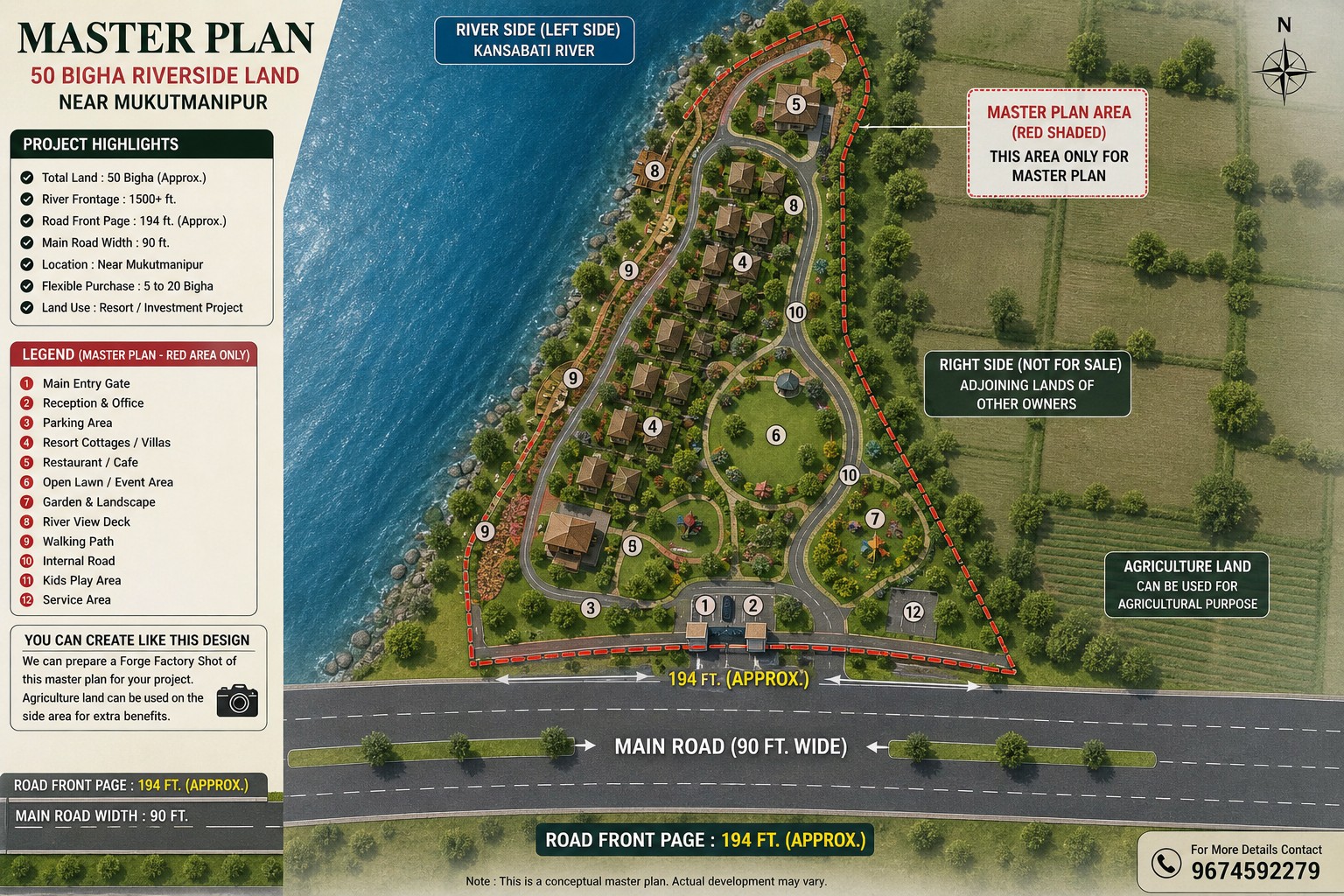 50 Bigha Riverside Land Near Mukutmanipur Ideal for Resort Farmhouse & Investmen