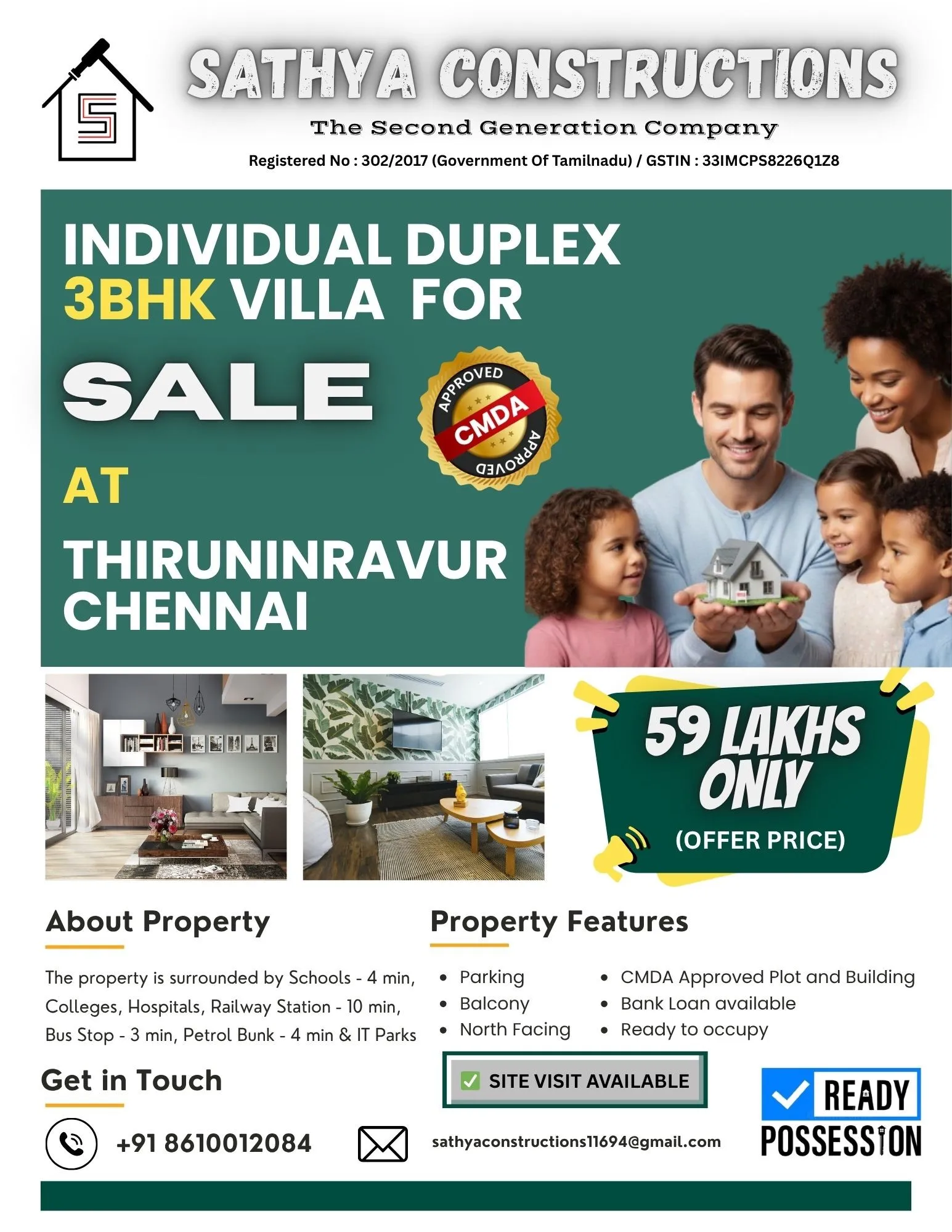 3BHK INDIVIDUAL DUPLEX VILLA FOR SALE AT THIRUNINRAVUR CHENNAI 2