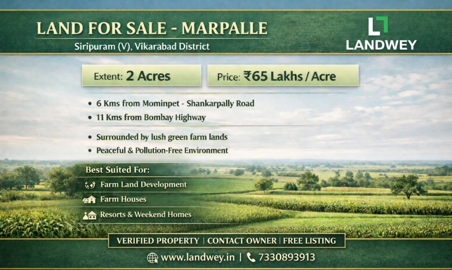 2 acar agriculture land sale