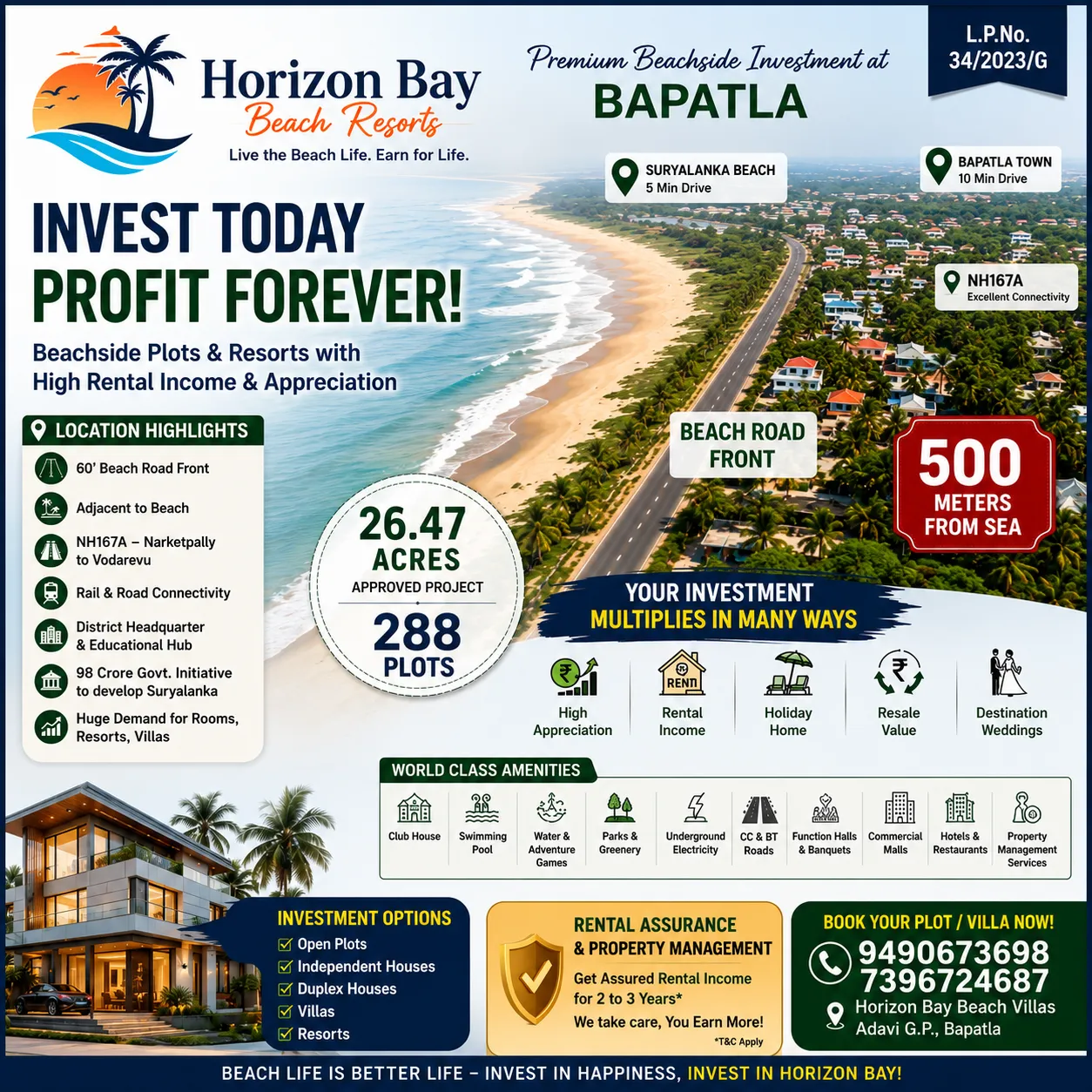 open plots at Paradise at Horizon Bay Beach Resorts, Bapatla.