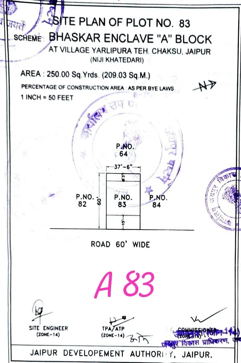 JDA patta plot sale in bhaskar enclave tonk road Jaipur