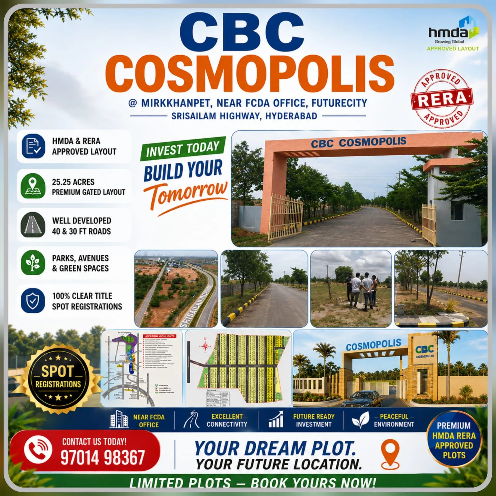 CBC Cosmopolis HMDA RERA Approved Plots in Mirkhanpet | Future city Hyderabad