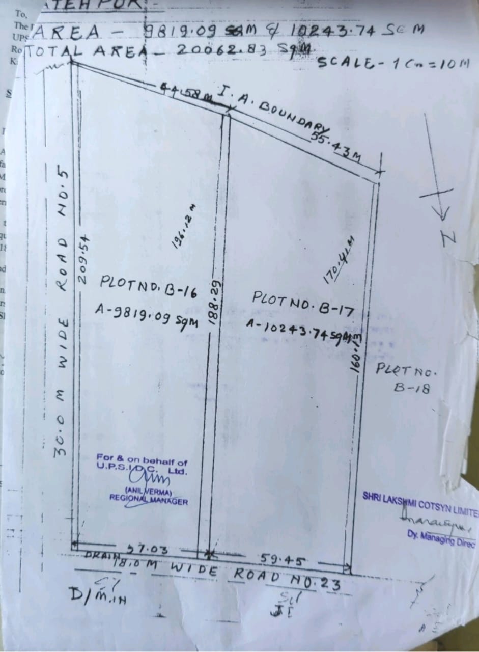 8.52 Acre Industrial Land with Shed | UPSIDC Malwa 2